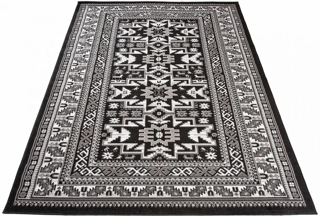 Czarny prostokątny dywan w stylu retro M5-A26