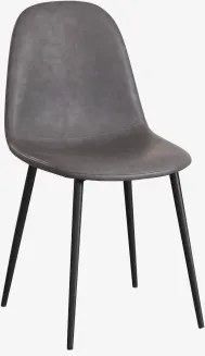 Tapicerowane Krzesło Jadalniane Glamm Negro & Sztucznej Skóry Grey Anthracite & Skóra Ekologiczna - Sklum