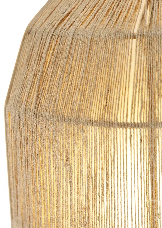 Orientalna lampa ścienna czarna ze sznurkiem jutowym - RikiKolonialny Oswietlenie wewnetrzne