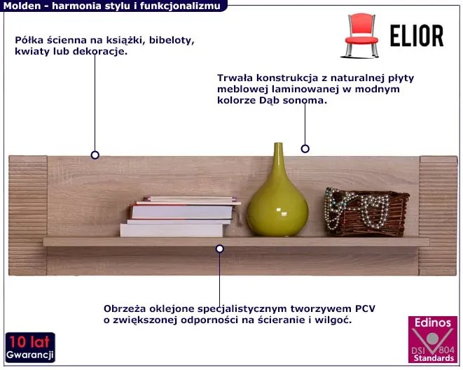 Półka wisząca na książki 140 cm B1-K51