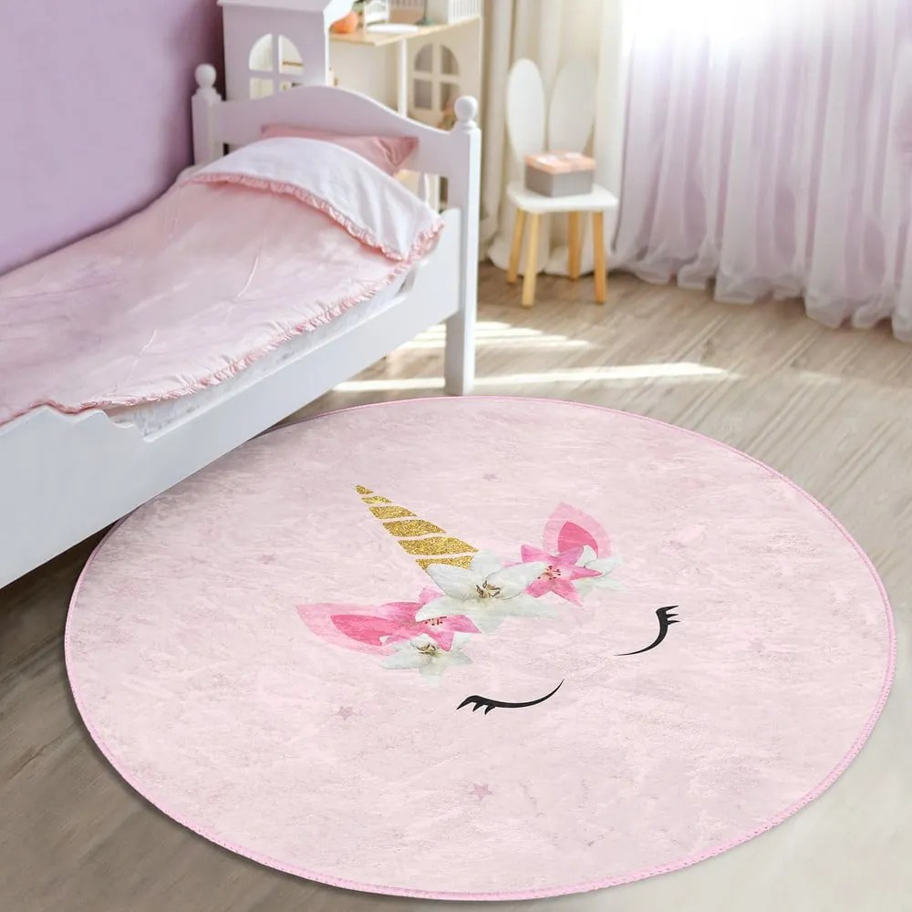 Różowy dywan dziecięcy ø 100 cm Comfort – Mila Home