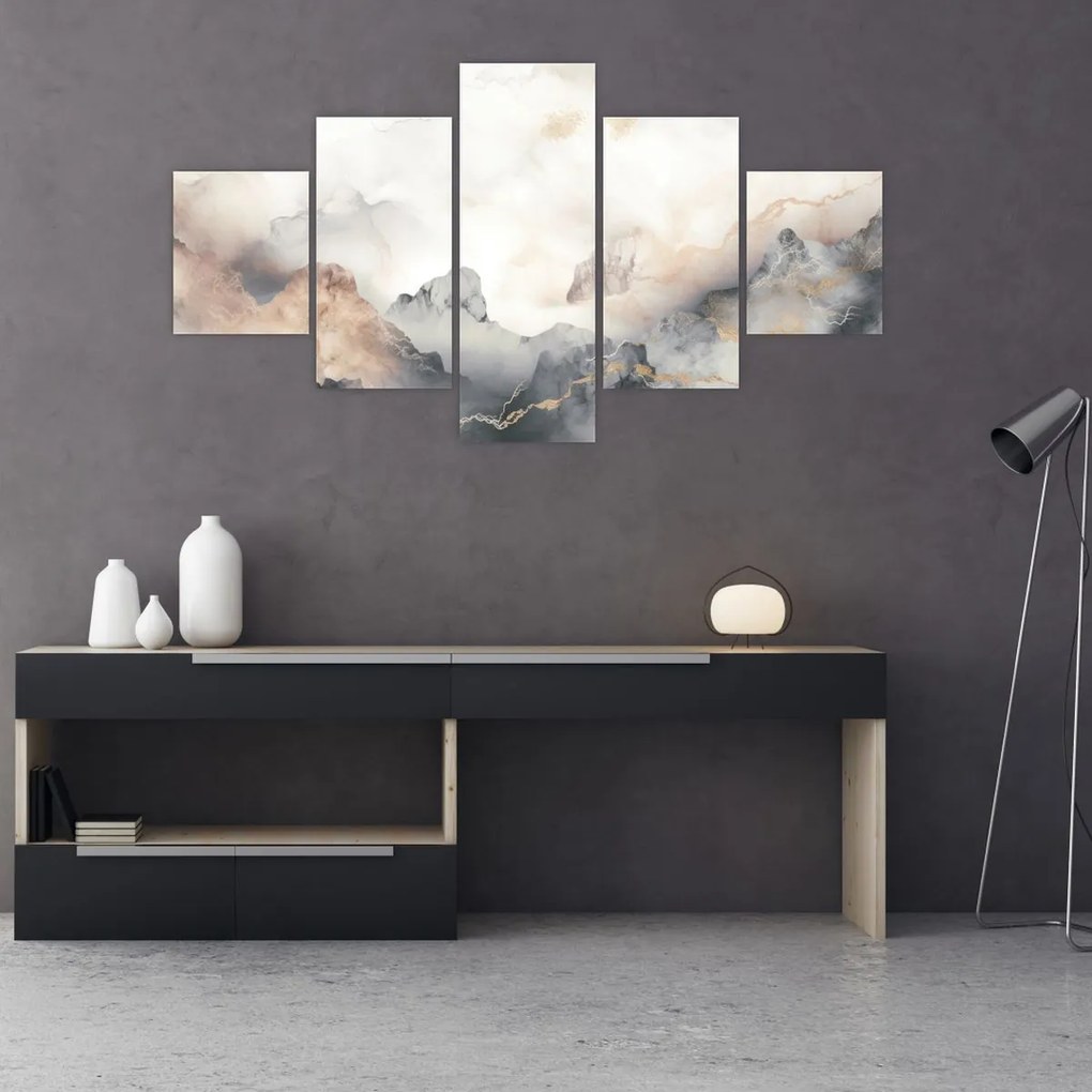 Obraz - Górska abstrakcja z teksturą marmuru (125x70 cm)