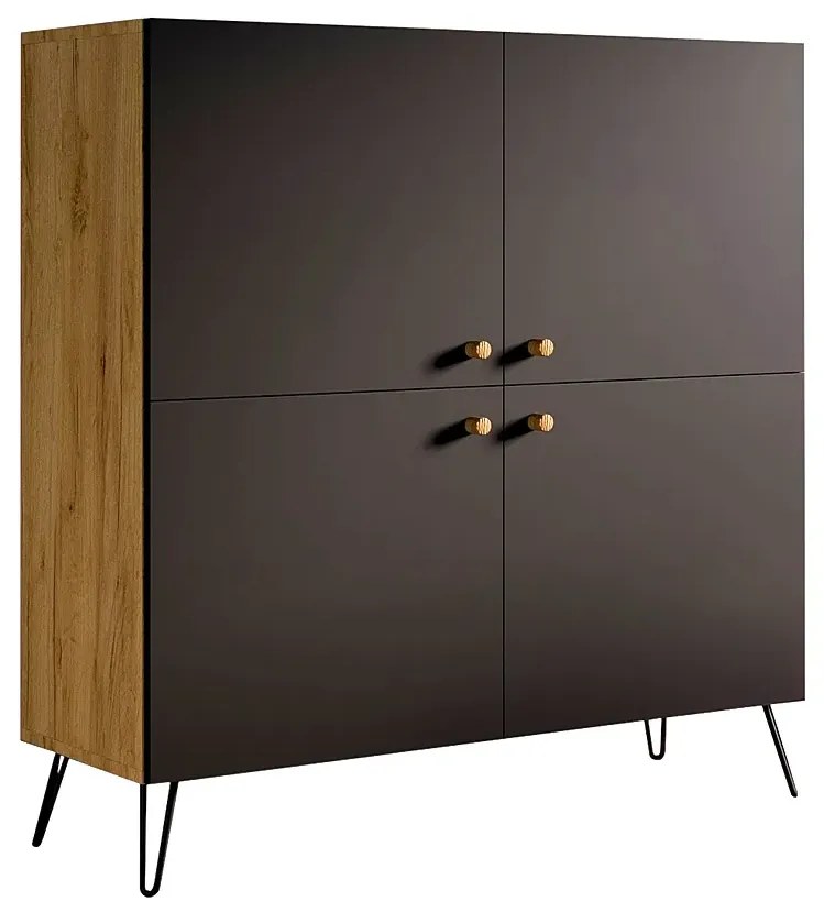 Komoda w stylu loft z półkami dąb craft + czarny - Zorina 5X