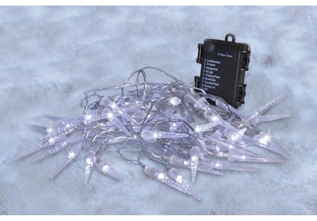 Solight Łańcuch świetlny zewnętrzny z 50 LED sople akrylatowe, 7,5 m