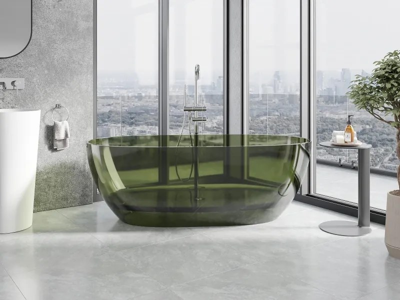 Mexen Pure wanna wolnostojąca transparentna 170 x 80 cm, olive, korek chrom - 58071708001