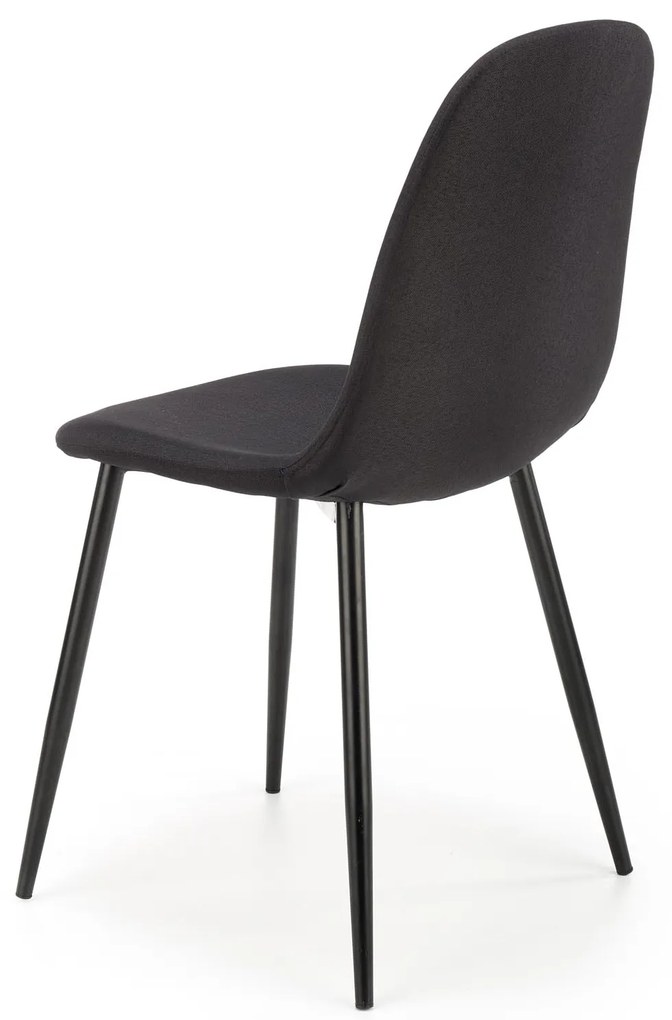 Krzesło czarne tapicerowane, tkaniną, na czarnych nogach K449