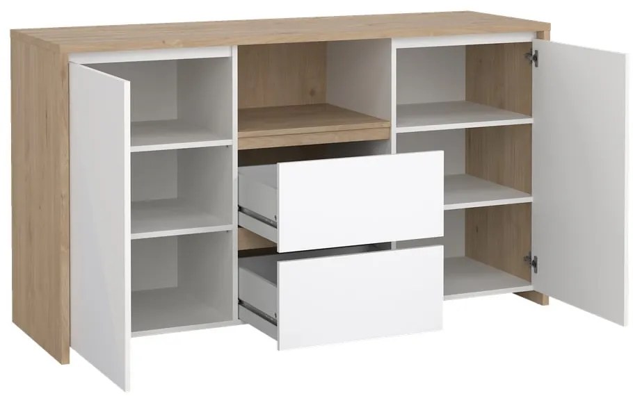 Biało-naturalna komoda w dekorze dębu 149x84x48 cm Next – Tvilum
