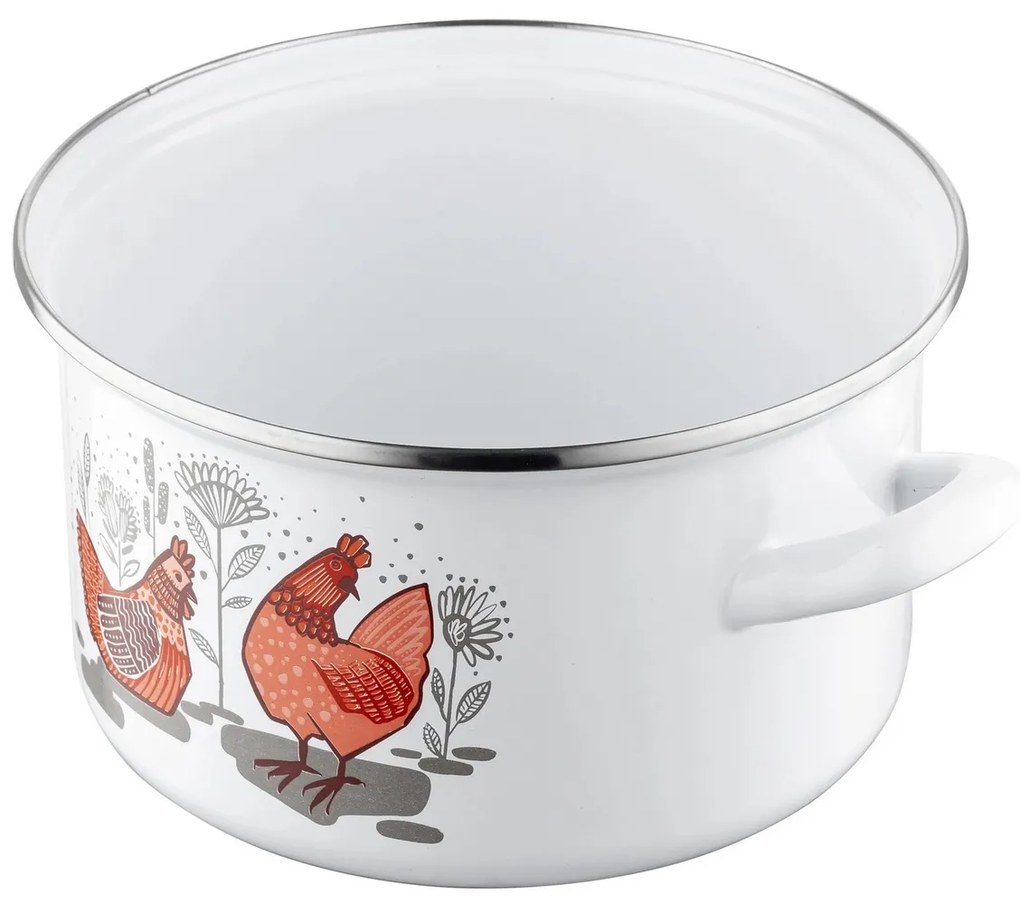 Emalia Pleszew Garnek emaliowany z pokrywką Rubinka, 20 cm, 3,7 l, śred. 20 cm