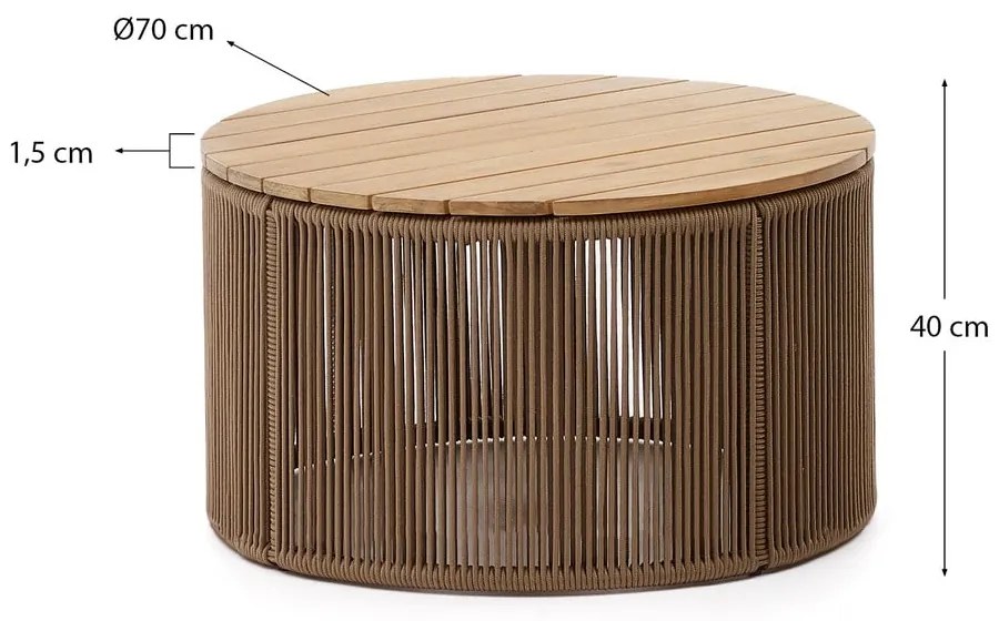 Okrągły stolik ogrodowy z blatem z drewna akacjowego ø 70 cm Dandara – Kave Home