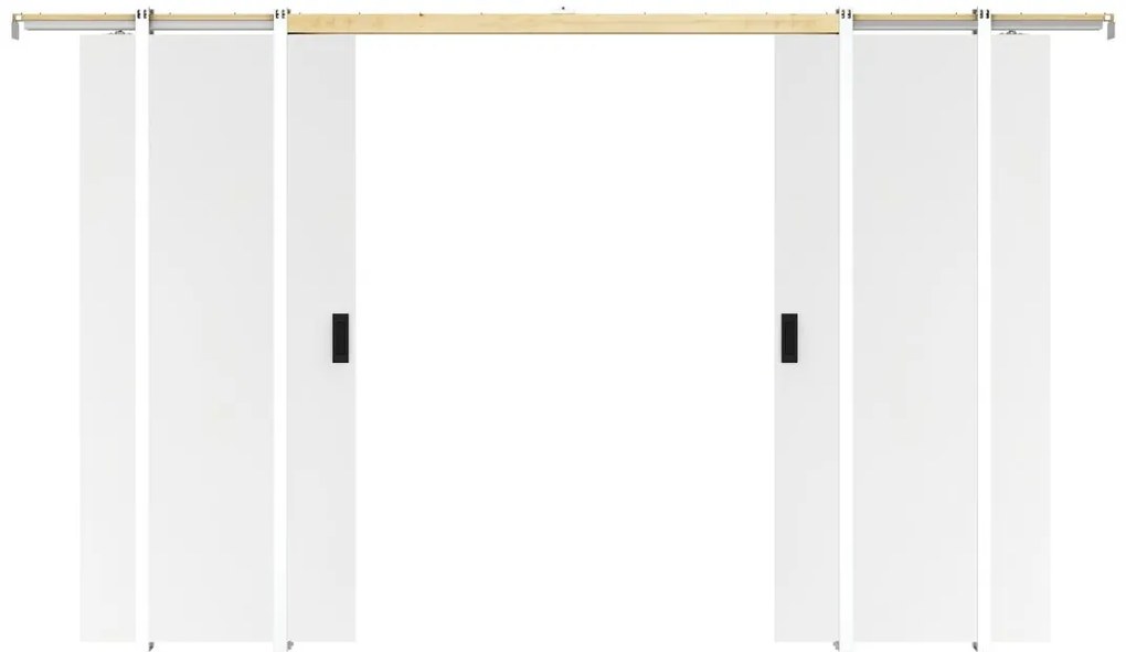 Drzwi przesuwne podwójne chowane w ścianie - 2 x wys. 205 x szer. 73 cm - MDF + białe PCV - VARIN II