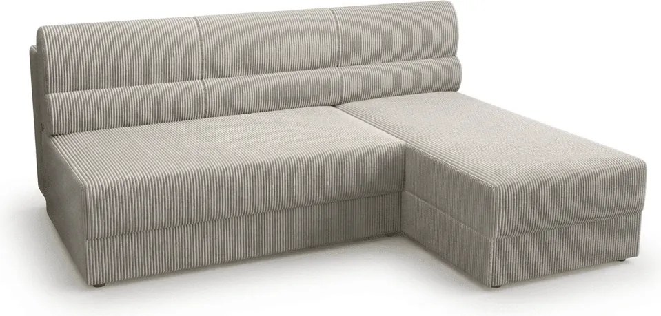 Rozkładana dwustronna sofa narożna w kształcie L TAVERO SLIM 201x140 cm, jasnobeżowa