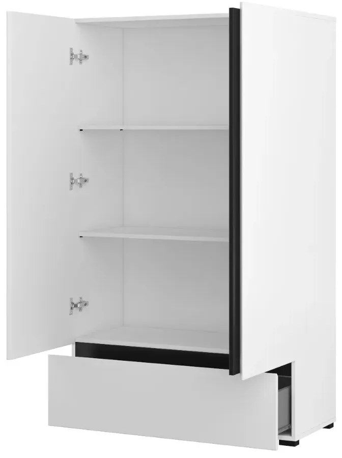 Komoda wysoka CROSS 2D1S 89cm biała/czarna HELVETIA
