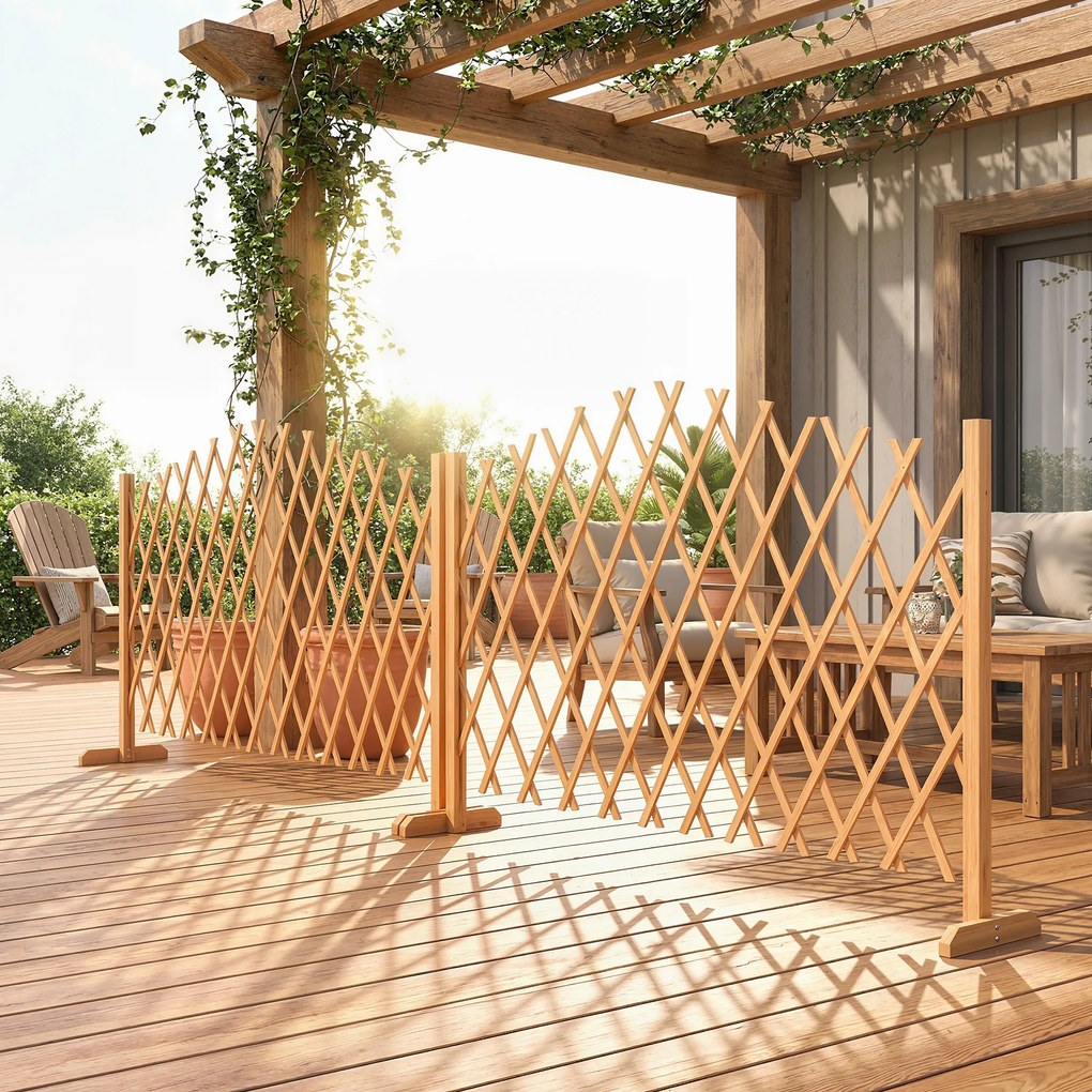 Outsunny Kratka nożycowa 2-częściowy zestaw rozszerzalna wolnostojąca z podstawami 180 x 30 x 103 cm Brązowa | Aosom PL