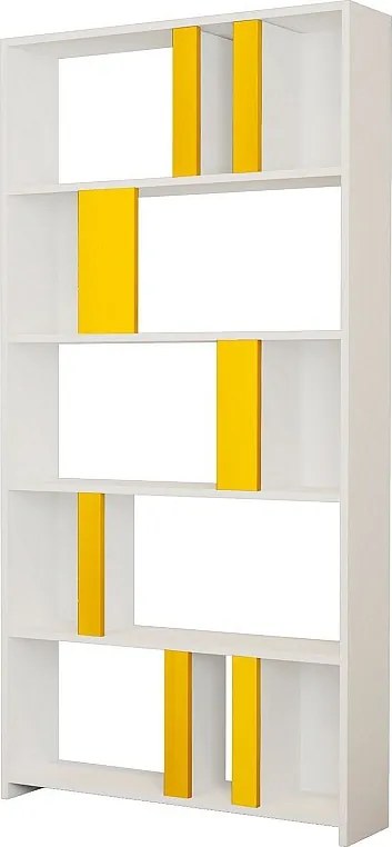 Półka Bohemian – 90 x 180 x 20 cm – biało-żółta – płyta wiórowa