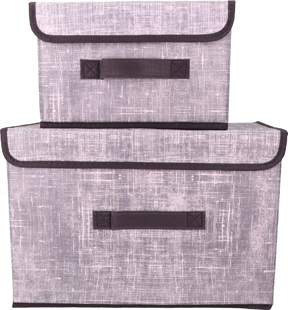 Organizery tekstylne granatowe 38x25x23 cm + 26x20x16cm komplet z pokrywami