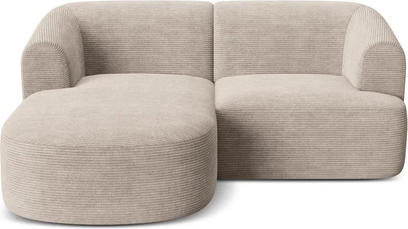 Jasnobrązowy sztruksowy narożnik (lewostronny/z szezlongiem) Campi – Cosmopolitan Design