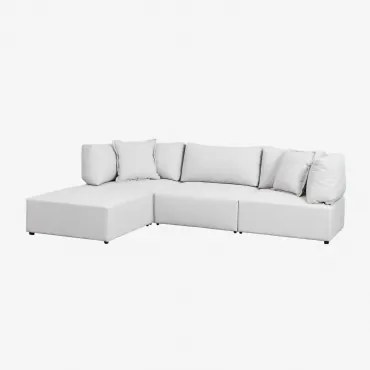 Sofa Modułowa 3-częściowa Z 2 Narożnikami I Pufem Kata Beżowy Krem - Sklum