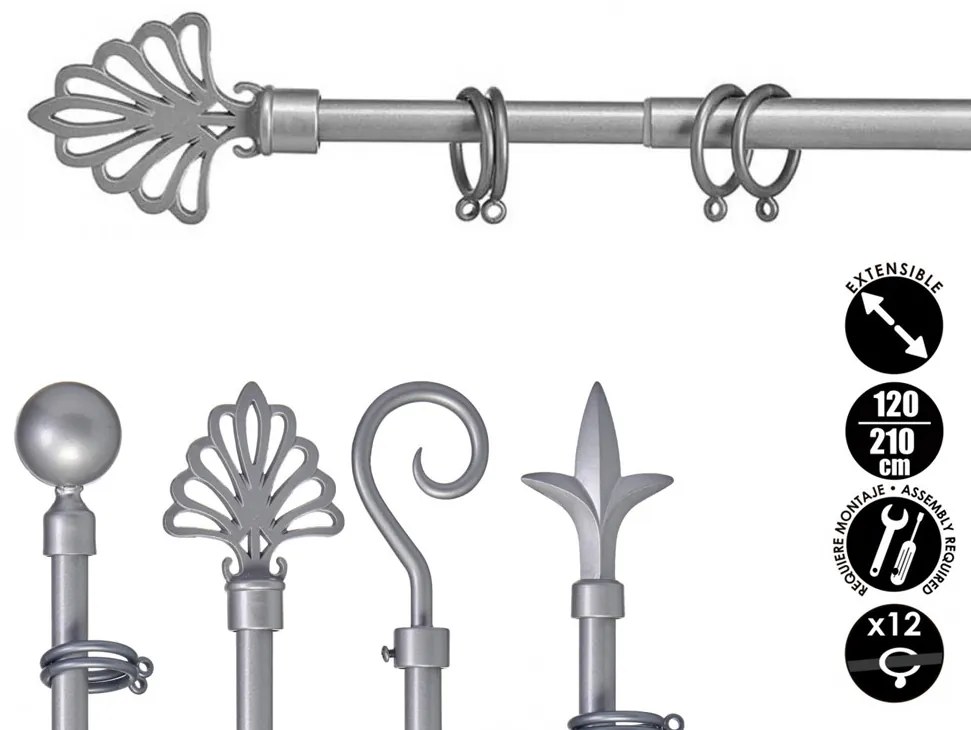 Szary metalowy karnisz VALANCE PLUM 120-210 cm