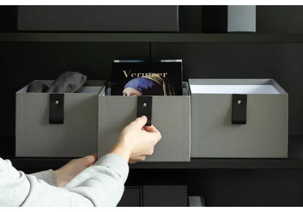 Szare kartonowe pojemniki zestaw 3 szt. 20,5x29,5x14,5 cm Aston Paper Laminate – Bigso