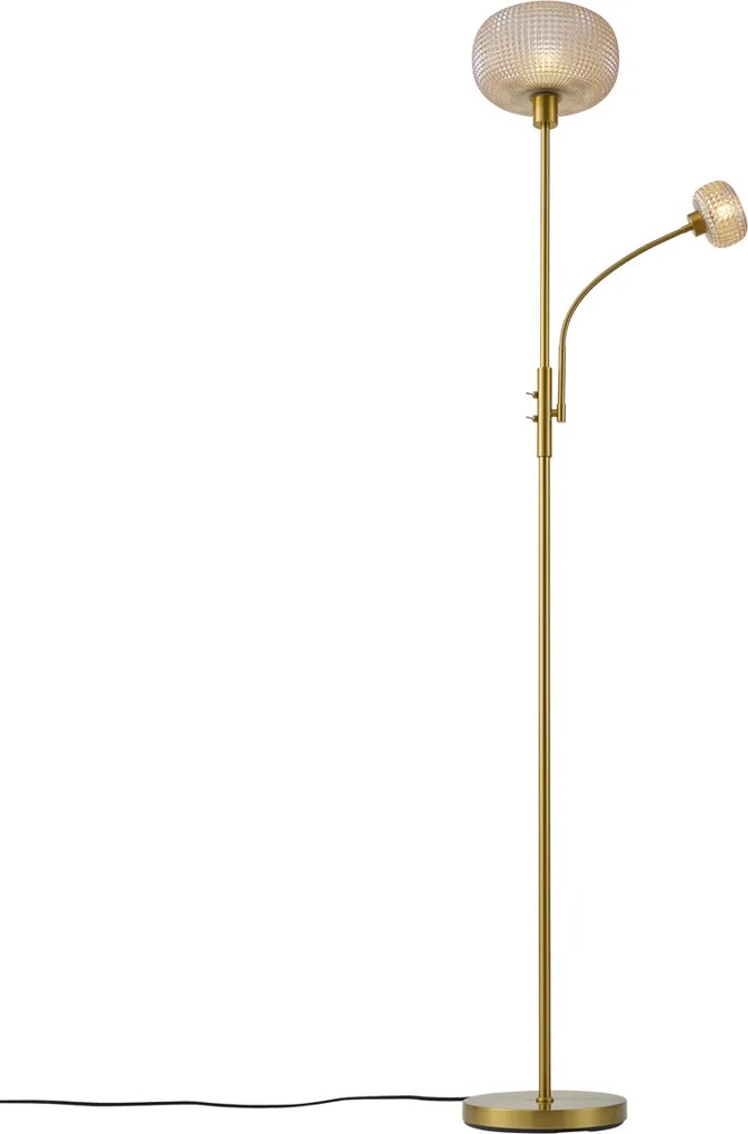 Smart vloerlamp messing met amber glas 2-lichts incl. Wifi - Brianna