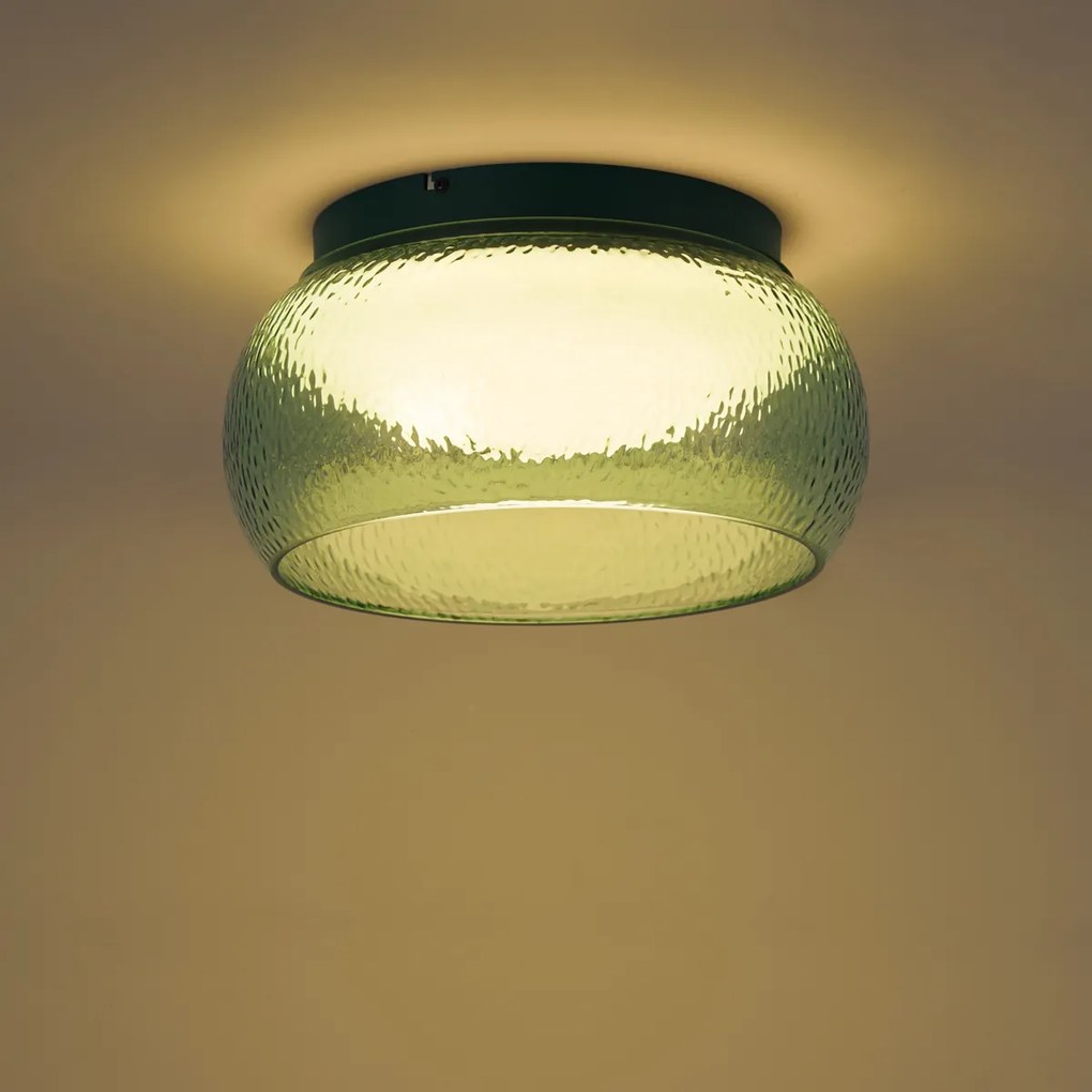 Lampa sufitowa Art Deco zielona ze szkłem z wbudowanym LED z 3-stopniowym ściemnianiem - Thimble