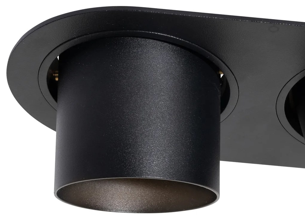 Set van 6 inbouwspots zwart GU10 70mm kantelbaar 2-lichts - Installa Nowoczesny Oswietlenie wewnetrzne