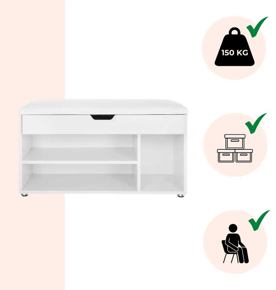 Szafka na buty z miejscem do przechowywania LUJZA, 80x30x44cm, biała Jurhan