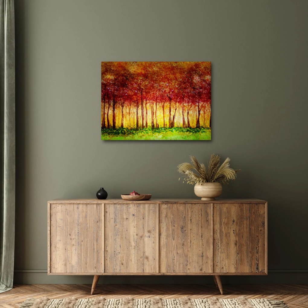 Obraz - Malowanie lasu liściastego (70x50 cm)