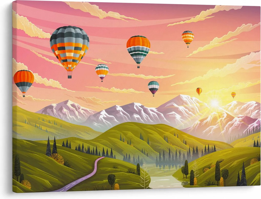 Obraz balonów nad krajobrazem (70x50 cm)