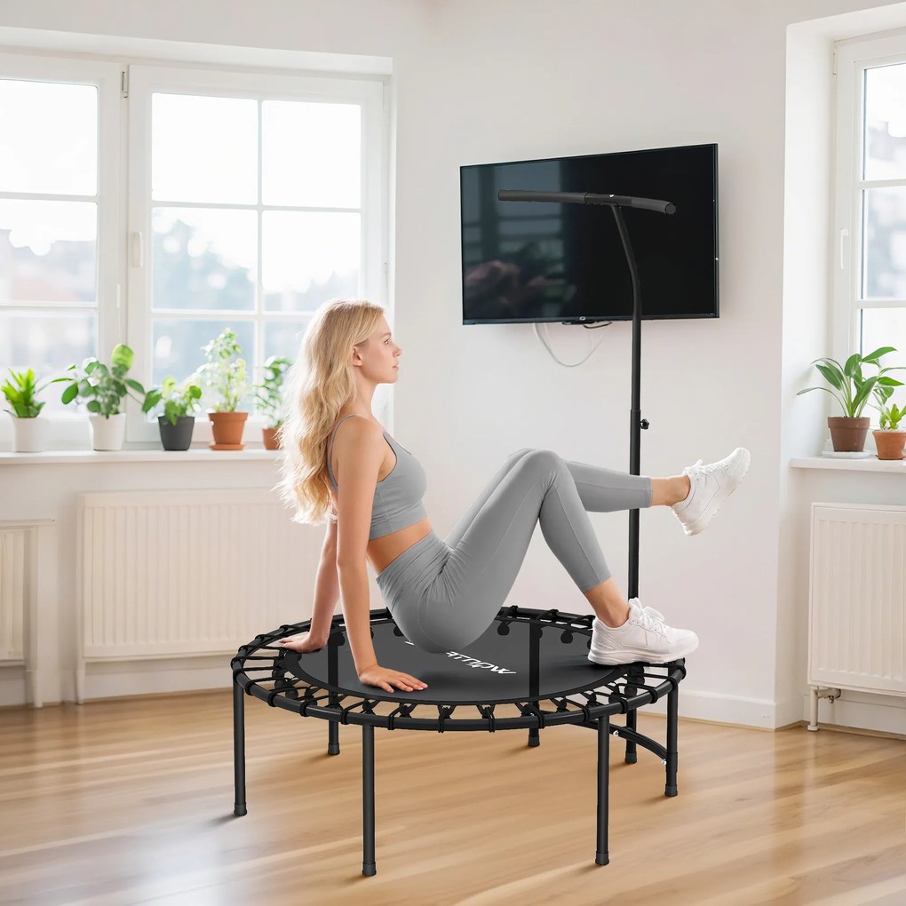 SPORTNOW Trampolina Rebounder, 5-stopniowy regulowany uchwyt, trampolina do treningu, Czarny