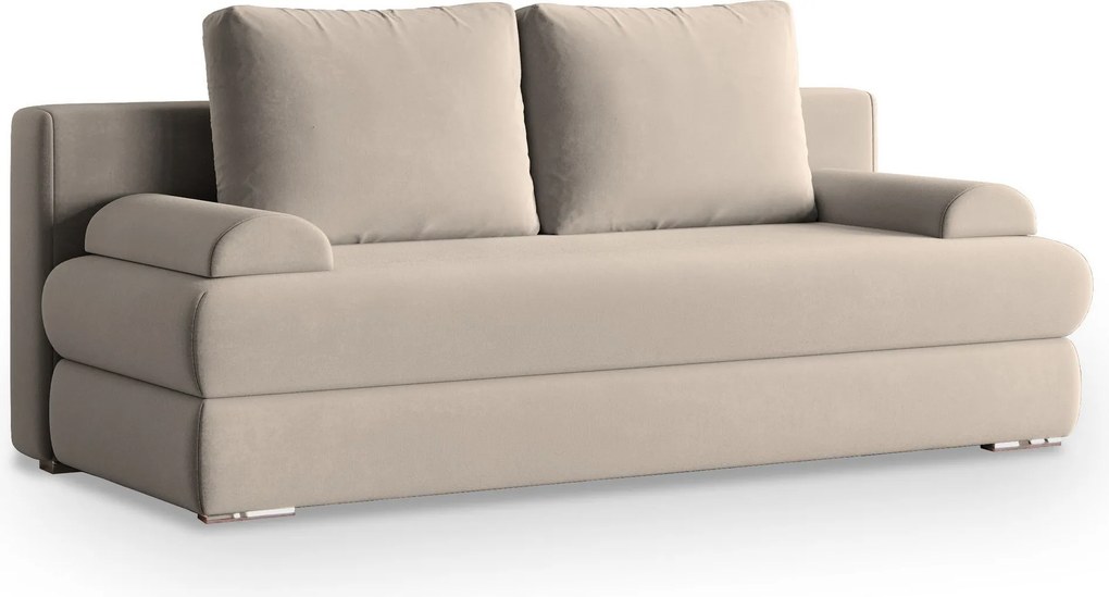 Masseno Sofa ASPERO z funkcją spania i pojemnikiem na pościel, Rozkładana sofa - Beżowy, PAROS 02