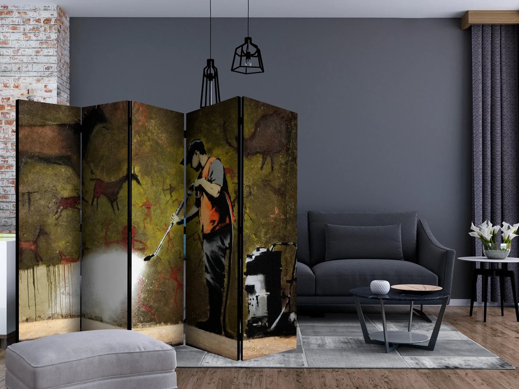 Parawan dwustronny Street art 225x172 cm 5-częściowy zielony ARTGEIST B