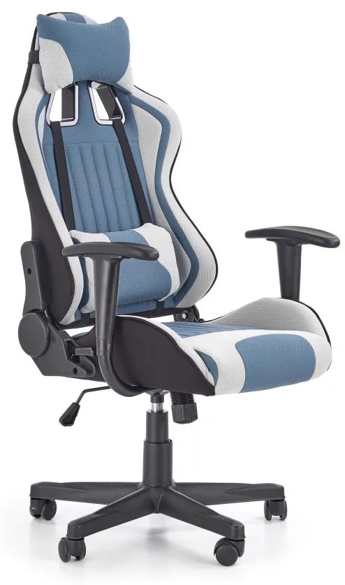 Krzesło biurowe KODA jasnoszare/niebieskie