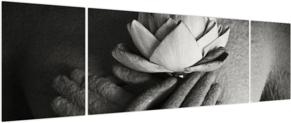 Obraz - Lotos w rękach Buddy (170x50 cm)