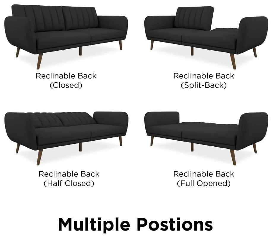 Ciemnoszara rozkładana sofa Novogratz Brittany