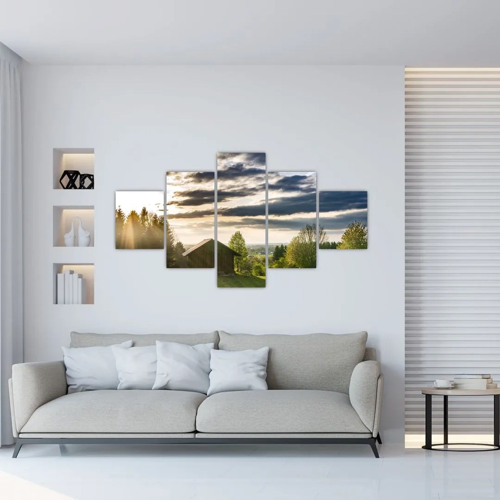 Obraz domku leśnego (125x70 cm)