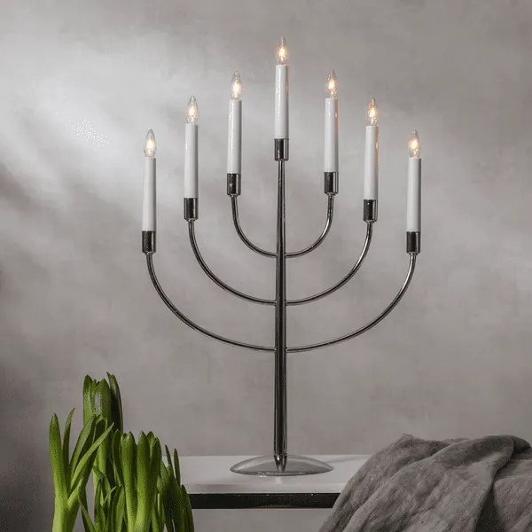 Chromowany świecznik na żarówki