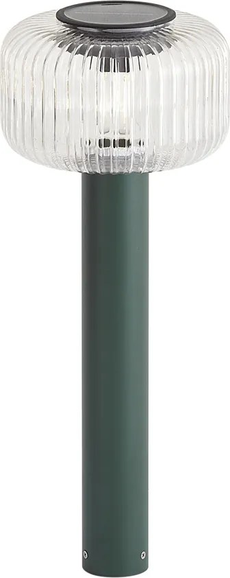Nowoczesny słupek ogrodowy zielony z żebrowanym szkłem z LED Solar IP65 - Ribble Mushroom