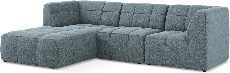 Niebieski narożnik z materiału bouclé (lewostronny/z szezlongiem) Aloha – Makamii