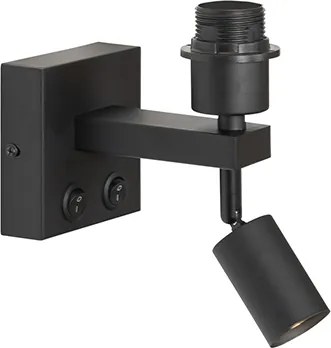 Nowoczesna lampa ścienna czarna z lampką do czytania - Brescia