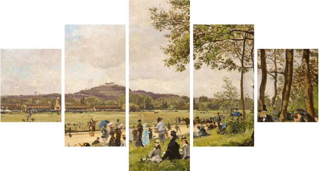 Obraz - French 19th Century, Race Course at Longchamps, reprodukcje (125x70 cm)