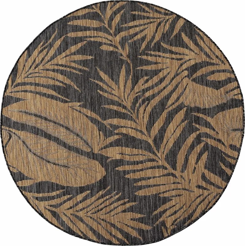 Dywan uniwersalny MIRA Liście Czarno Brązowe koło 80 cm x 80 cm
