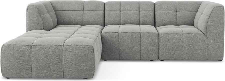 Szary narożnik z materiału bouclé (lewostronny/z szezlongiem) Aloha – Makamii