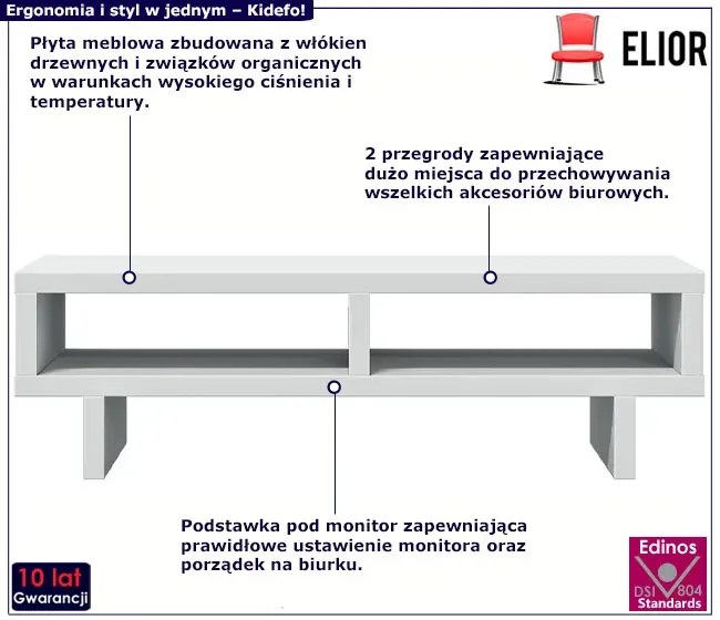 Biała klasyczna nadstawka na biurko - Kidefo