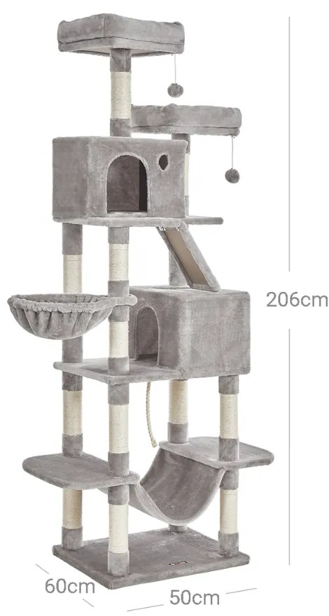 Drapak dla kota PANTHER, 60x50x206cm, szare Feandrea