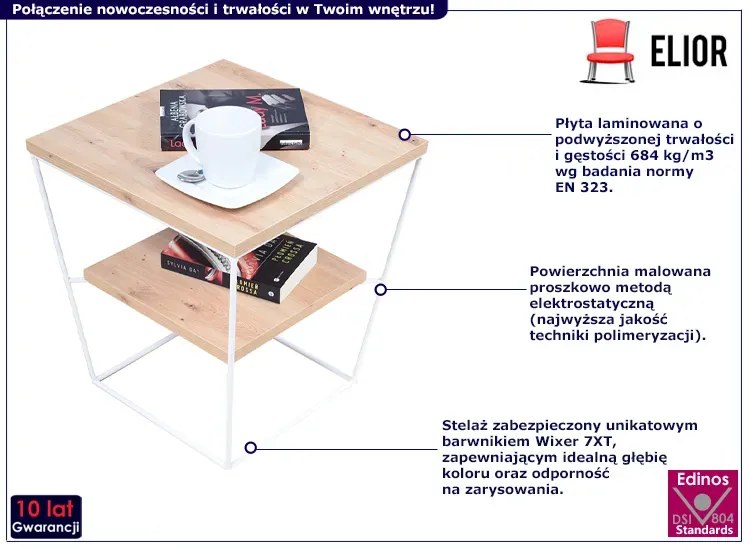 Skandynawski stolik kawowy z półką dąb artisan - Celia 5X