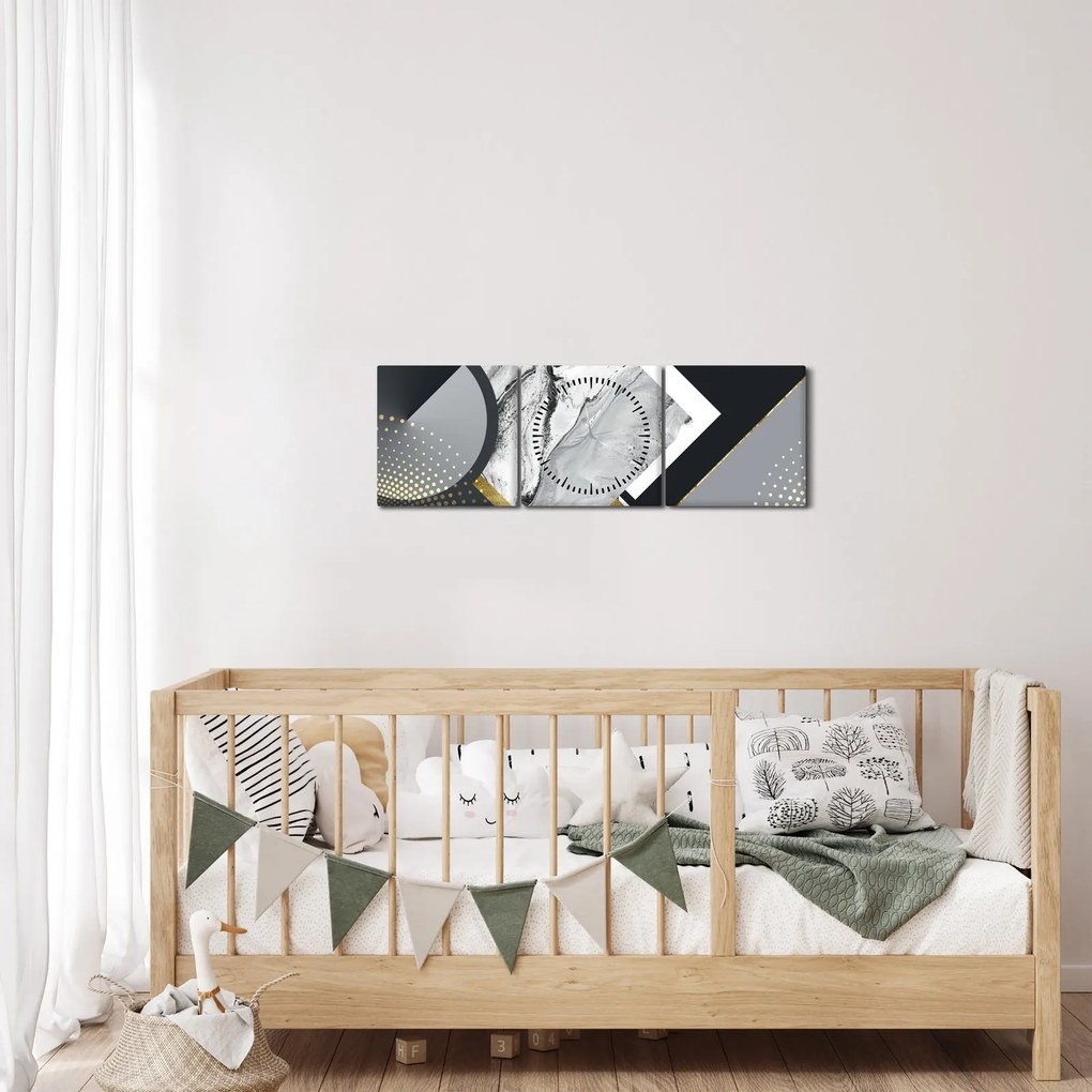 Obraz - Teksturowany kolaż (z zegarem) (90x30 cm)