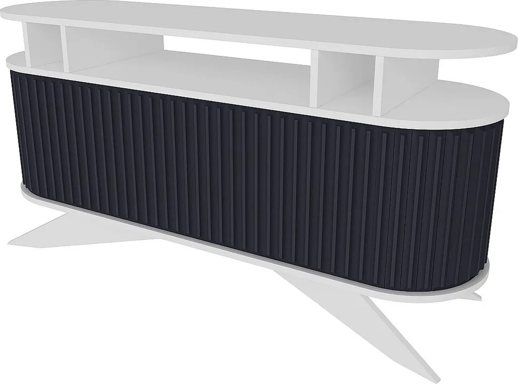 Nowoczesna komoda, 150 cm, kolor biały i antracytowy | Płyta wiórowa pokryta melaminą w 100%, grubość 18 mm | Stylowe rozwiązanie do przechowywania w