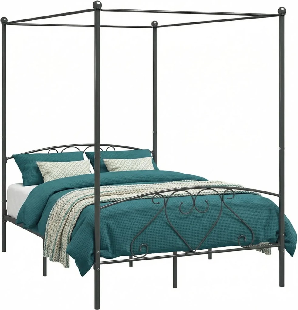 Czarne romantyczne łóżko małżeńskie 180x200 cm A0-S42