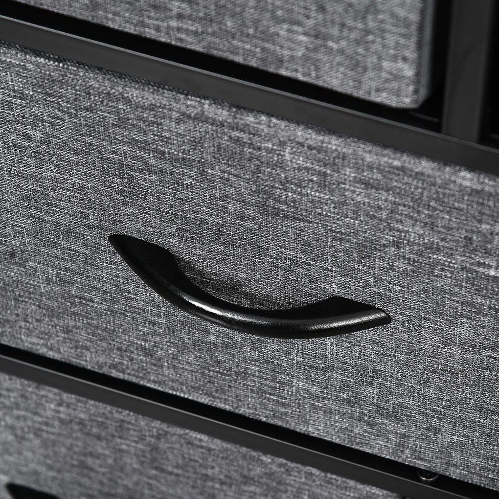 HOMCOM Komoda z 8 Szufladami z Tkaniny, 2 Duże, 6 Małe, Ramą Metalową, Zabezpieczenie Przed Przewróceniem, Szara